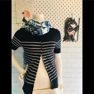 NWOT Navy & White Ann Taylor cardigan w/ silver